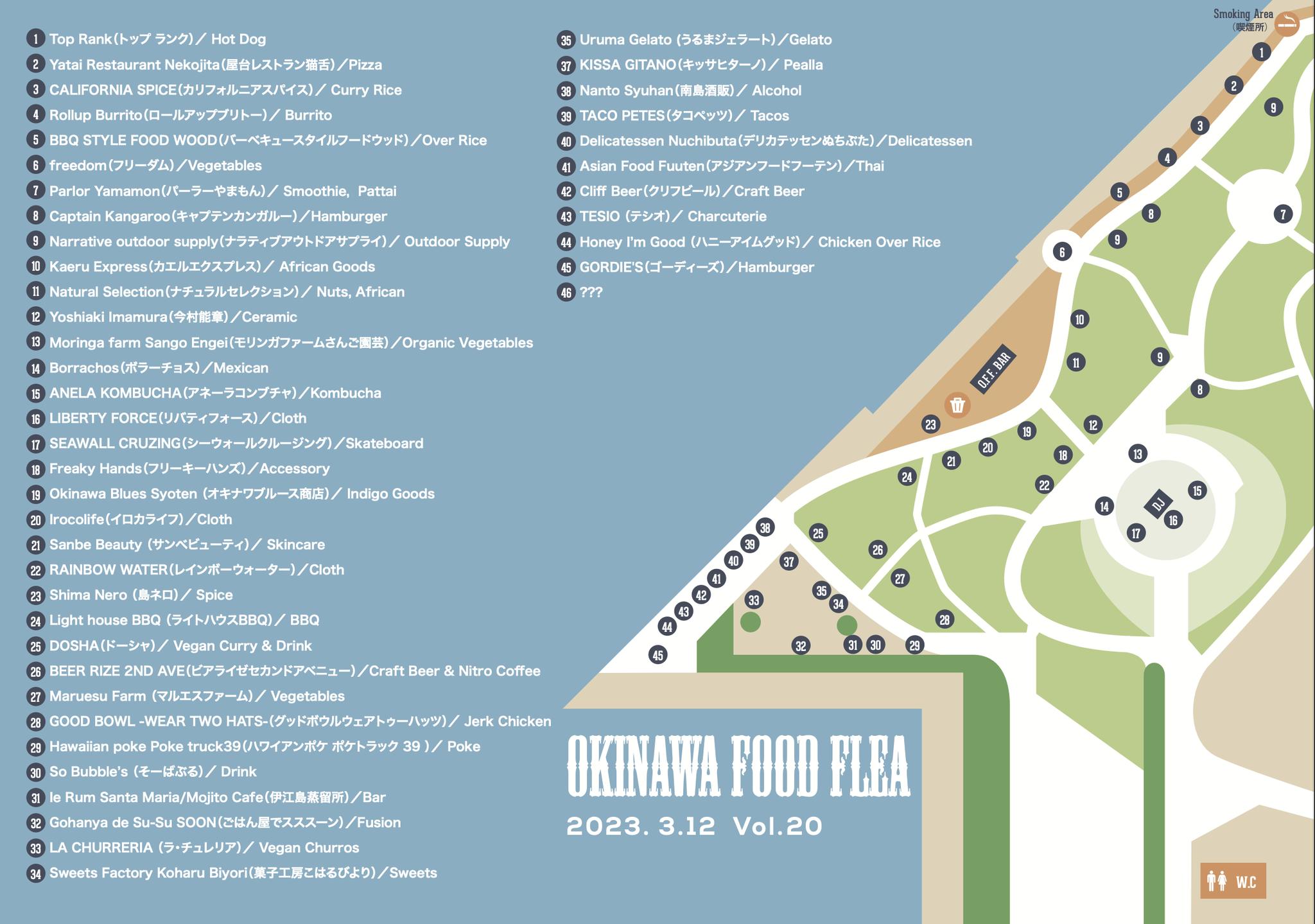 「OKINAWA FOOD FLEA Vol.20」の会場マップ