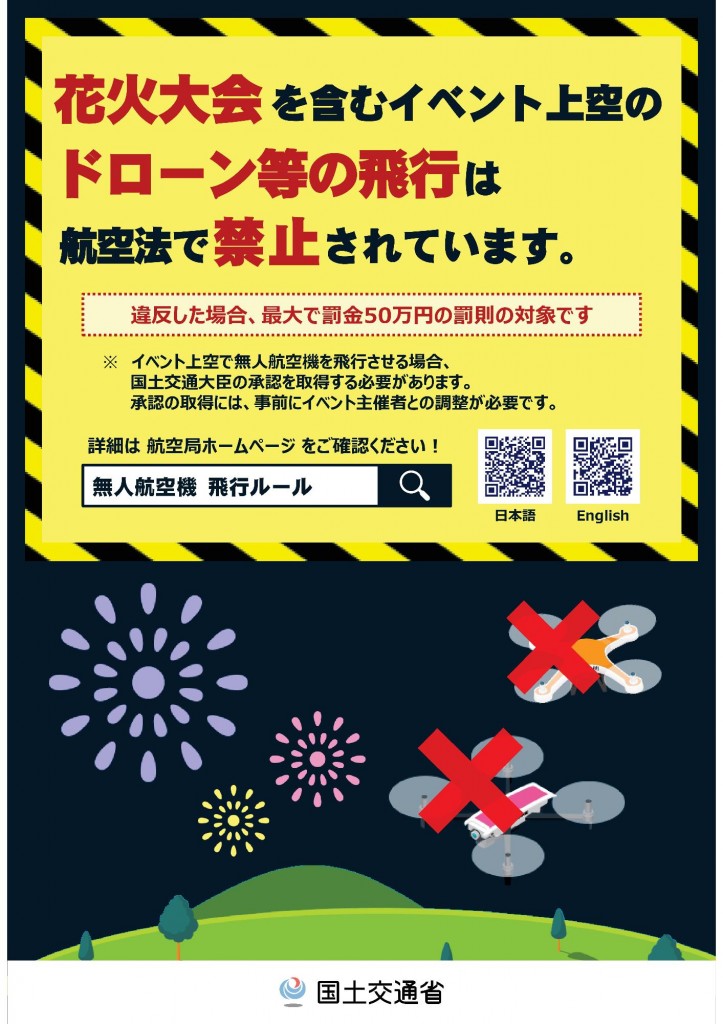 まつり会場におけるドローン飛行禁止のお知らせ