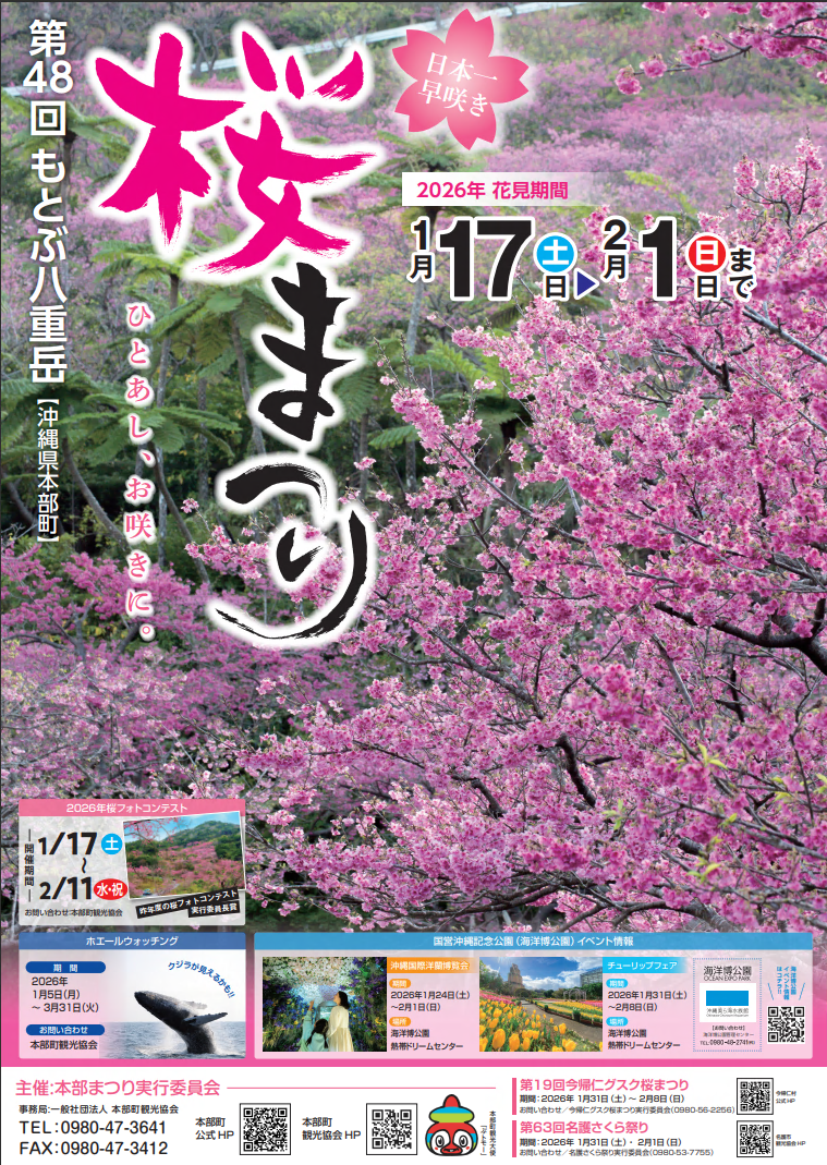 第48回もとぶ八重岳桜まつりのフライヤー