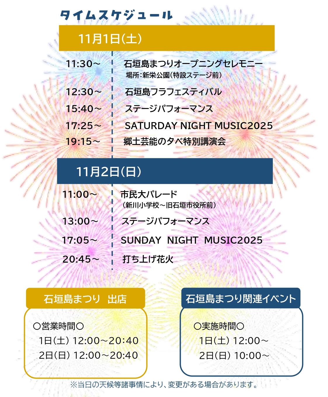 第61回石垣島まつり2025のイベントスケジュール