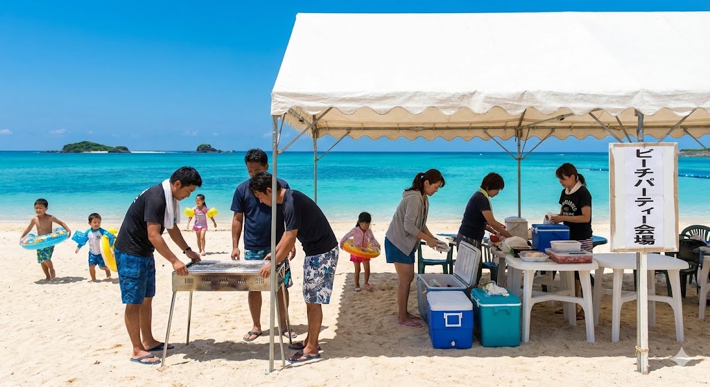 ビーチパーティー(BBQ)の様子
